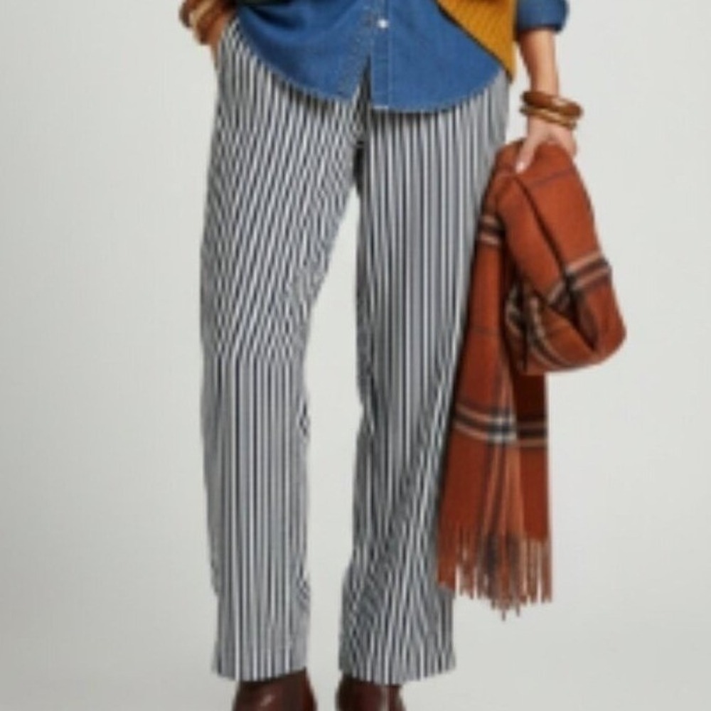 Striped Wide Leg Pants Womens S High Waisted Casual Flowy Palazzo Paperbag